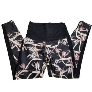Body Language XXS High Waist Leggings Birds of Paradise Black Pink White